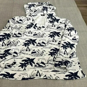 [MP] TALBOTS Beach  Palm Sailing Print Hoodie Sweatshirt PULLOVER Top